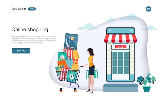 Online shopping and services landing page