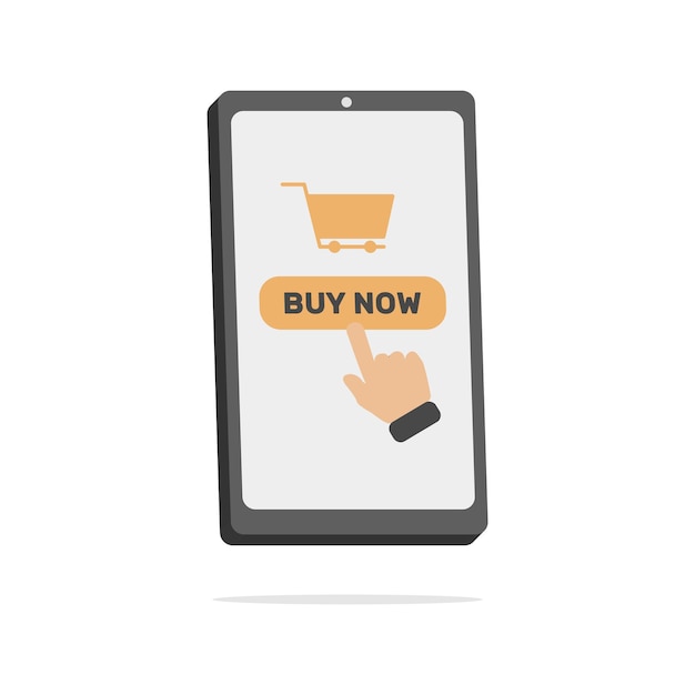 Online shopping concept with 3d smartphone in minimal cartoon style