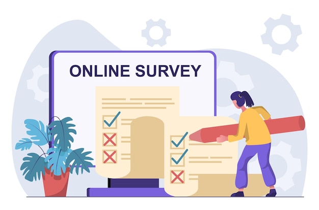 Online survey A woman fills out an online questionnaire