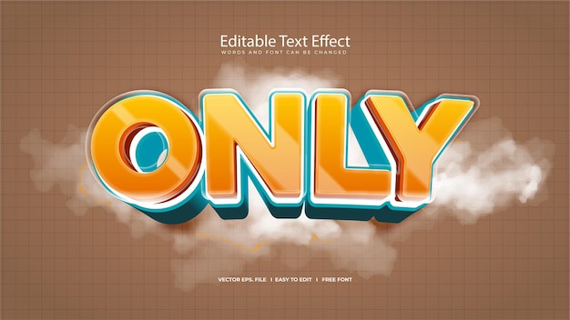 ONLY - Editable 3D Text Effect with Glossy Orange and Blue Outline