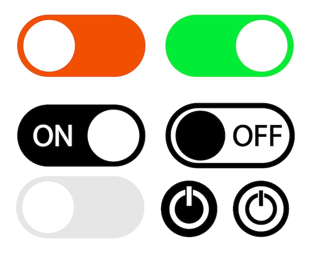 onoff icon icon setslider interface power icons on white background mobile app switch buttonsvec