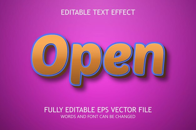 Open 3d editable text style effect