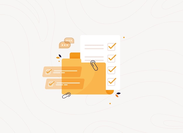 open folder with confirmed documents or test with check mark