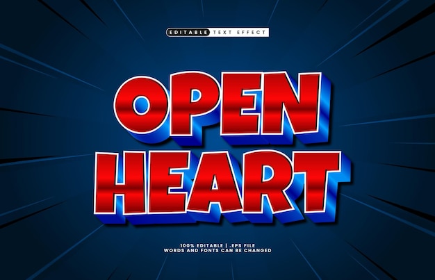 open heart editable text effect with a play and game text style