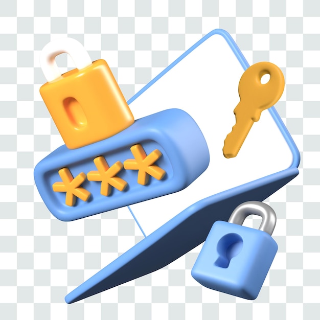 Open laptop with blank screen padlock with password key lock