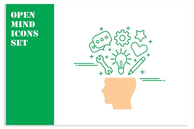 open mind icons set