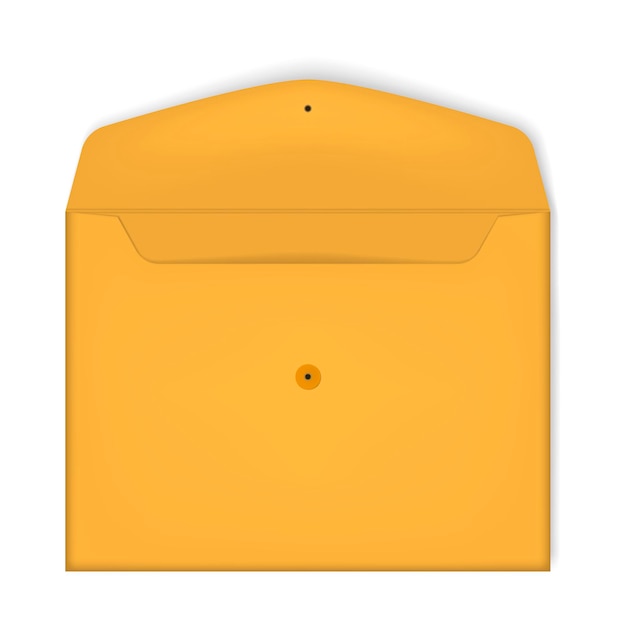 Open paper envelope file folder with button and string closure Business document cover mockup