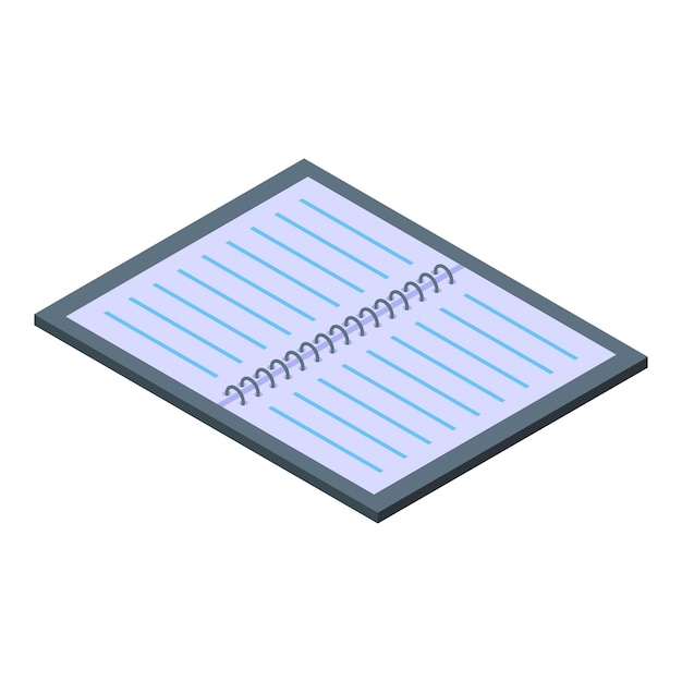 open spiral notepad showing blank lined pages isometric view