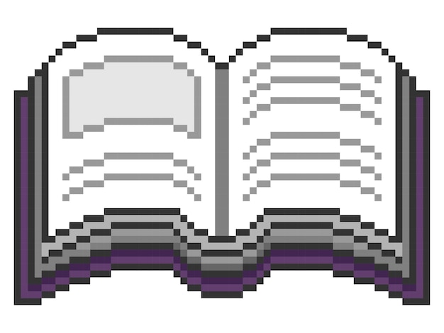 Opened book Pixel Art Icon Retro 8 Bit Style Illustration