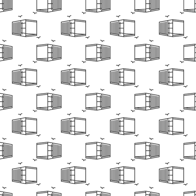 Opened Container vector Transportation concept line seamless pattern