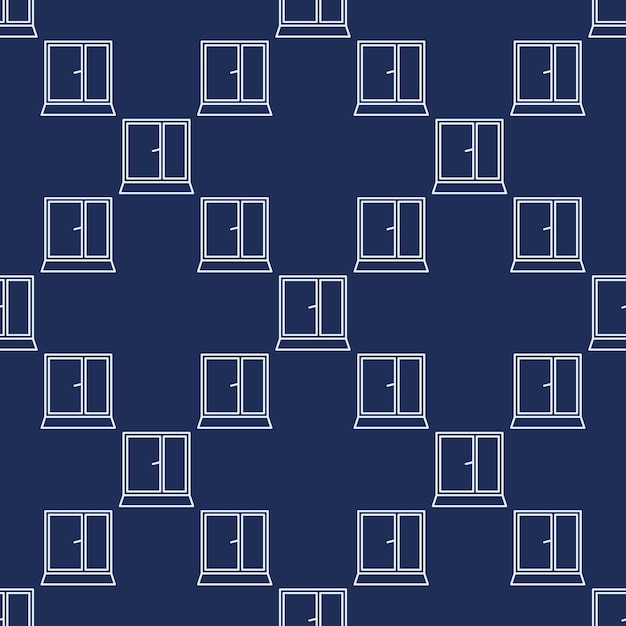 Opened Glass Frame vector Window seamless pattern in thin line style