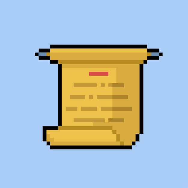 opened scroll with pixel art style