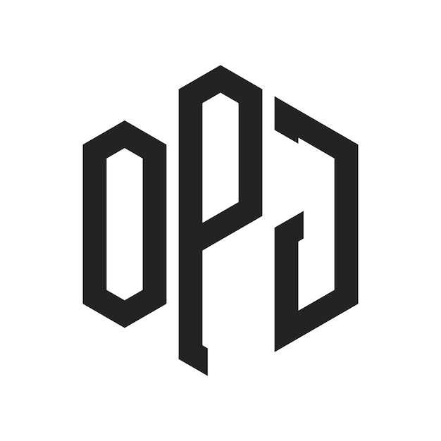 OPJ Logo Design Initial Letter OPJ Monogram Logo using Hexagon shape