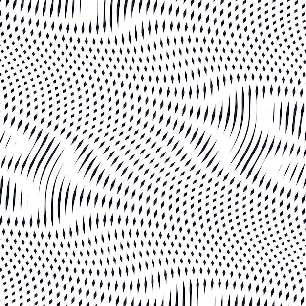 Optical illusion, moire vector background, abstract lined monochrome tiling. Unusual geometric pattern with visual effects.
