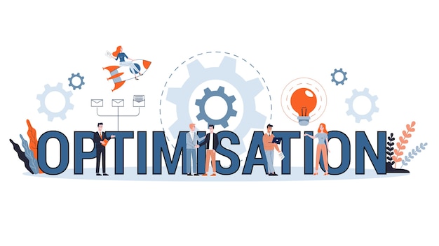Optimization concept. Idea of improvement and development. Technology and internet. Fix and repair. Set of colorful icons.   illustration