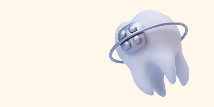 Vektör oral health care concept with realistic tooth braces isolated on light background