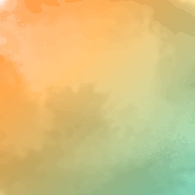 Orange abstract watercolor background with drips blots and smudge stains