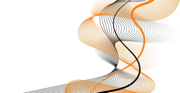 Orange And Black Wave Lines Pattern On White Background Abstract Business Banner Technology