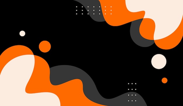 Orange and white abstract shapes with black background vector design