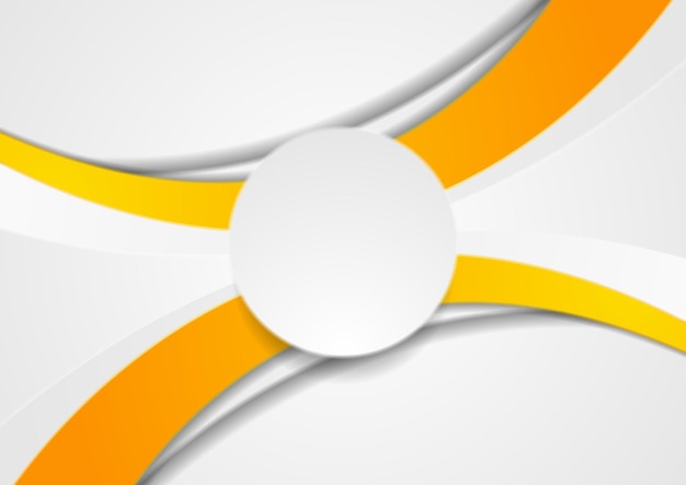 Orange and white abstract wavy corporate background with paper circle Vector modern background