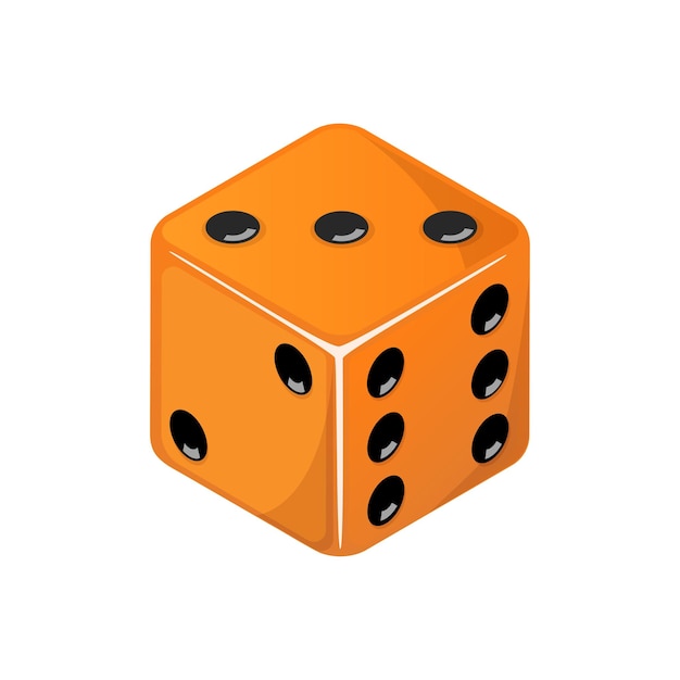 Orange dice with the number three