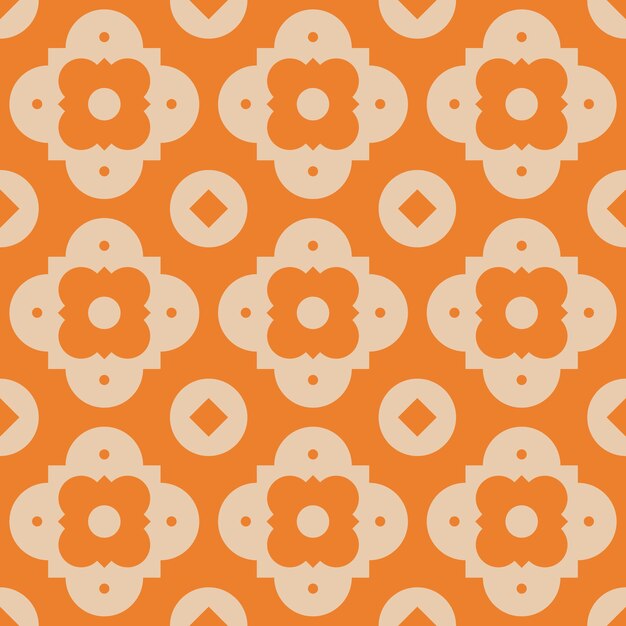 orange geometric tiles seamless pattern design