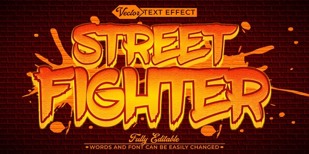 orange graffiti street fighter vector editable text effect template