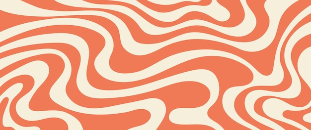 Orange groovy horizontal background dynamic wave colorful vector design illustration retro style 60s