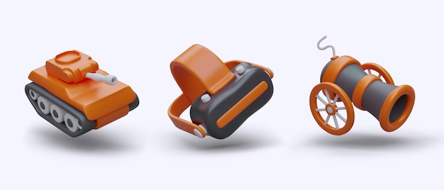 orange tank virtual reality glasses gun shooter game with weapons of different eras