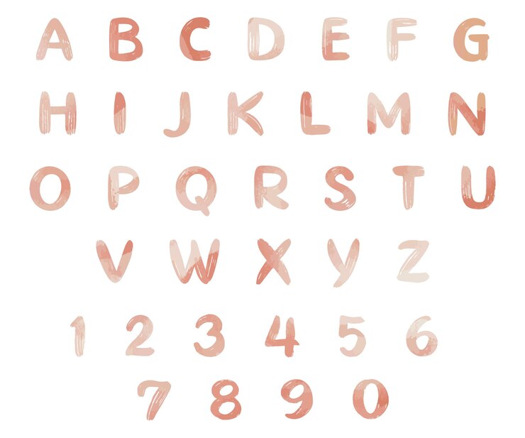 Orange Warm Watercolor Alphabet Vector Aquarelle Typography Elements