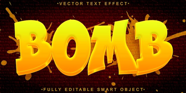 orange yellow graffiti bomb vector fully editable smart object text effect