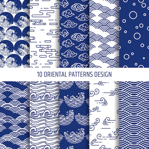 Oriental patterns illustration  set.Editable.