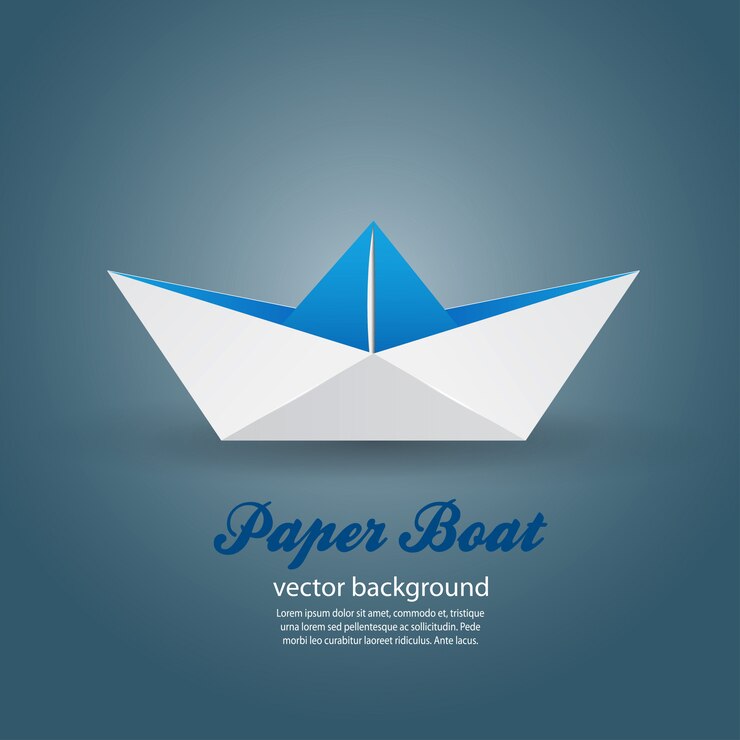 Vektör origami kağıt tekne.