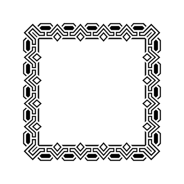 Ornamental Geometric Square Border Pattern Design with Symmetrical Shapes