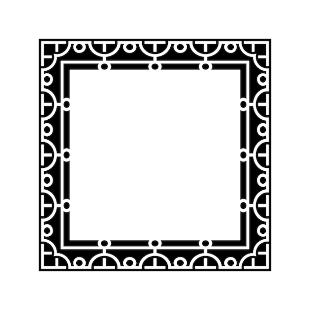 ornamental geometric square border pattern design with symmetrical shapes