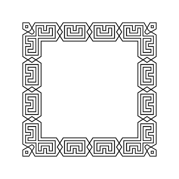 ornamental geometric square border pattern design with symmetrical shapes