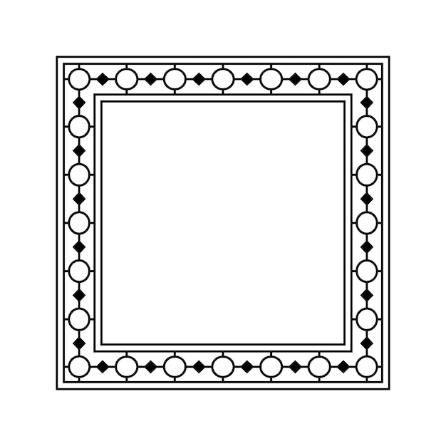 ornamental geometric square border pattern design with symmetrical shapes