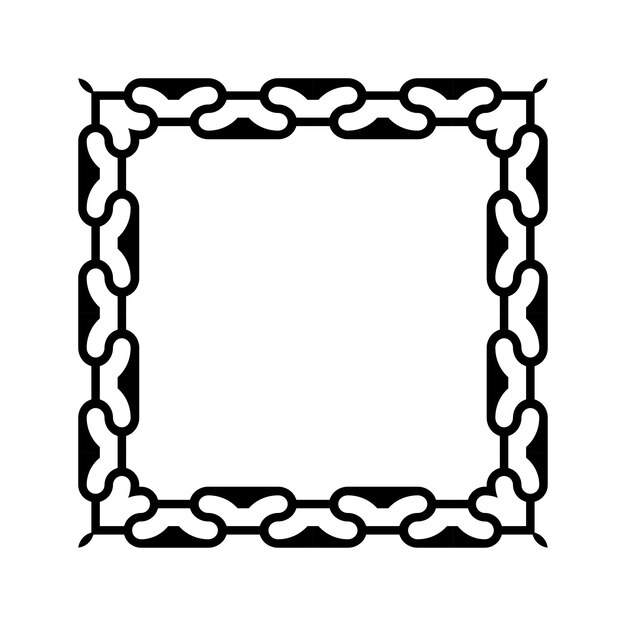Ornamental Geometric Square Border Pattern Design with Symmetrical Shapes