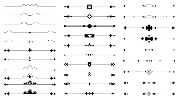 Ornamental Page border divider black line set for calligraphic aesthetic certificate design element