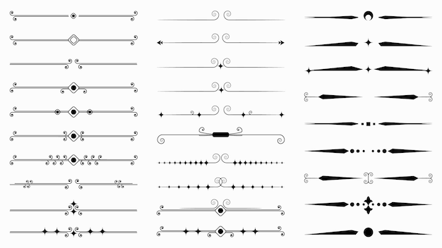 Ornamental Page border divider set for calligraphic aesthetic certificate design element