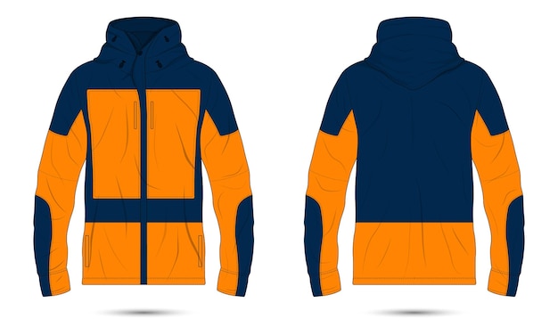 Outdoor hiking jacket illustration mockup front and back view
