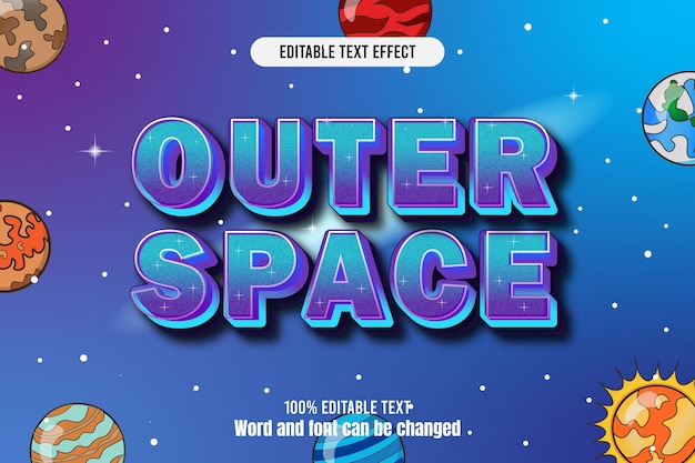 Outer Space editable text effect 3d emboss mode rent