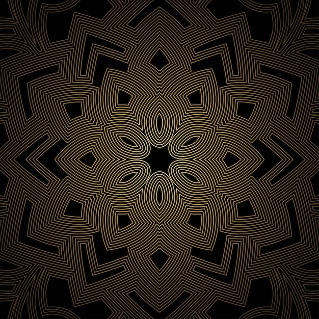 outline abstract art deco flower mandala
