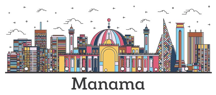 Vektör outline manama bahrain city skyline with color buildings isolated