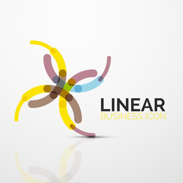 Outline minimal abstract geometric linear business icon made of round color line segments elements Vector illustration