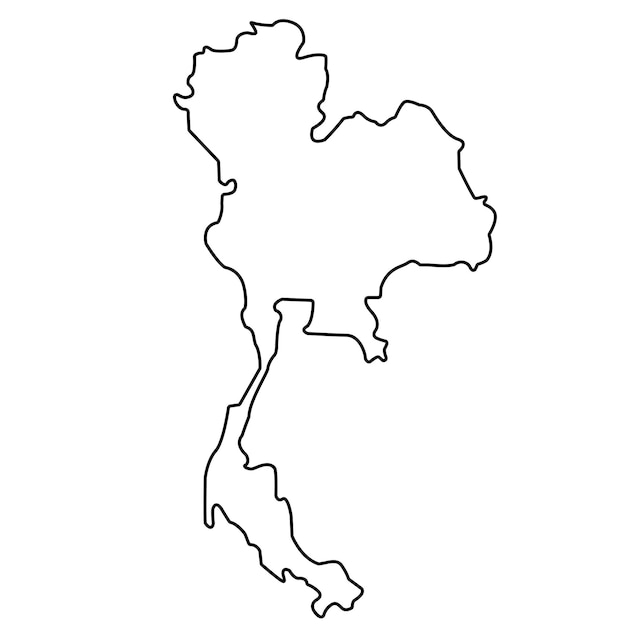 Outline of Thailand country map Vector outline on white background