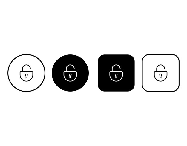 outline open lock icons set security symbols buttons editable strokexd