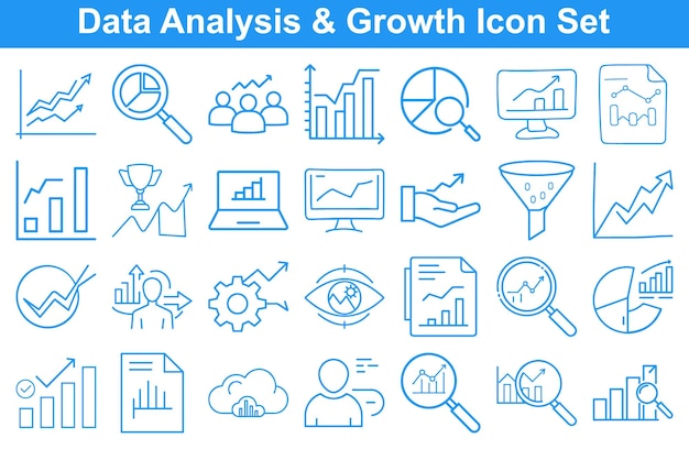 outlined graphs charts magnifying glasses and analysis elements represent financial progress