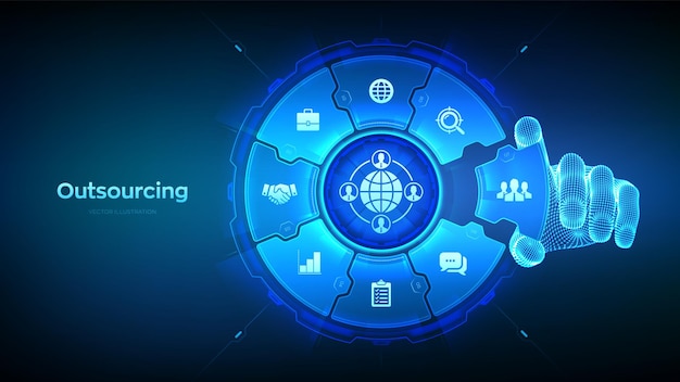 Outsourcing and HR Social network and global recruitment Global Recruitment Business concept