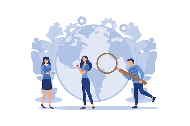 Outsourcing teamwork concept Vector graphic design flat cartoon illustration